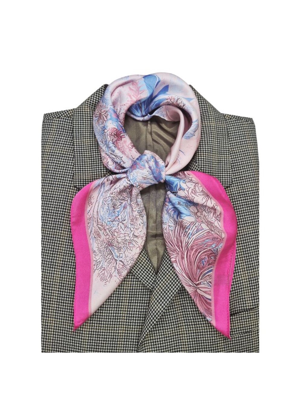 ✨Luxury Floral Silky Appearance Square Scarf Pink Blue Elegant Style Hijab New
